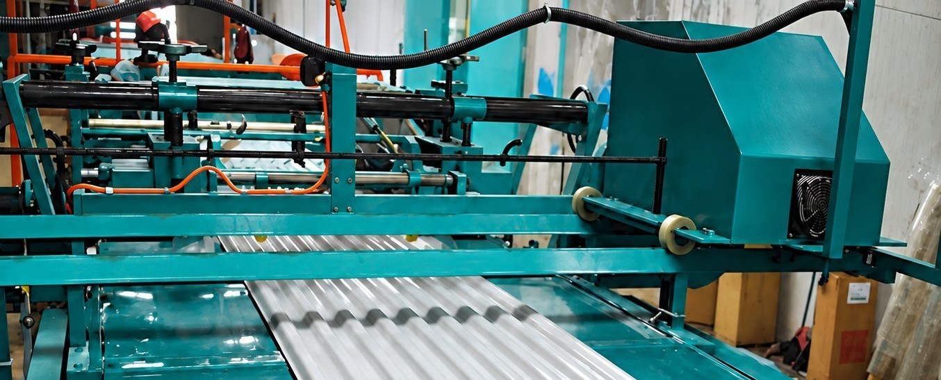 Factory machinery used to manufacture FRP sheets
